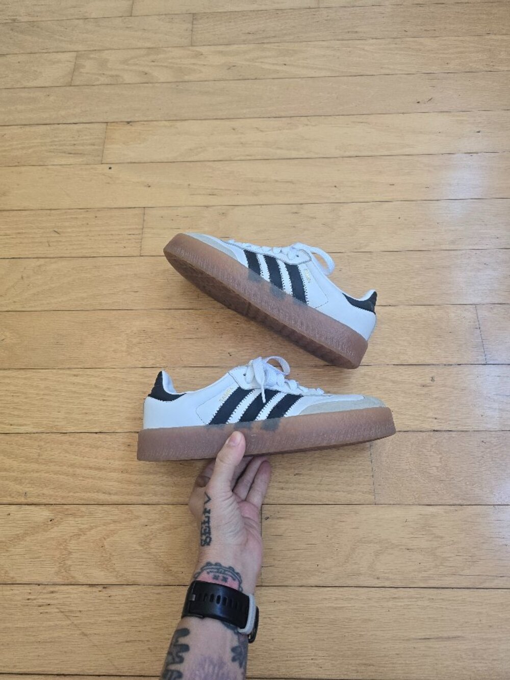 adidas | Samba White Black Gum Streetwear Platform Sneakers | WMS 6